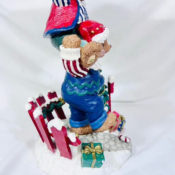 Ceramic Christmas Bear Stand And Cookie Plate "Cookies For Santa" 13" Tall - Picture 12 of 16